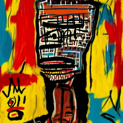 Prompt: a random person's portrait painted by jean michel - basquiat