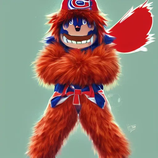 Image similar to anime Portrait of Youppi the Habs Montreal Canadiens Mascot as a very cute powerful and friendly pokemon, highly detailed anime, high evolution, 1990s, legendary, smooth, sharp focus, dynamic lighting, intricate, trending on ArtStation, illustration pokemon, art by WLOP