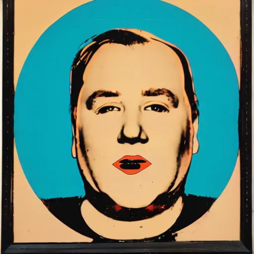 Image similar to portrait of fat man by andy warhol
