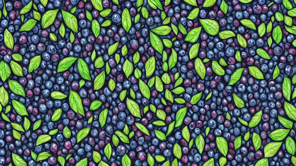 Prompt: artistic medium close-up of stylized digital drawing of bushes with blueberries in a forest. Digital art. Rustic. Nordic. 4K. Trending on artstation. Leafy. Extremely detailed. Nature. Artistic. Wild.