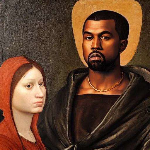 Image similar to A Renaissance portrait painting of Kanye West