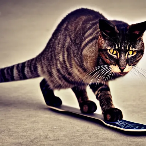 Image similar to Cat on a skateboard, realistic, 8k, digital photography