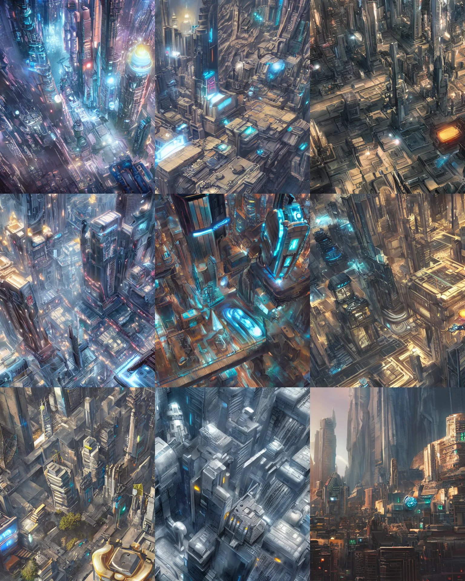 Prompt: scene from the fifth element digital painting of scifi city, wide aerial shot, unreal engine, hyper realism, realistic shading, cinematic composition, blender render, octane render, hdr, detailed textures, photorealistic, ultrawide shot, 4 k digital camera, sharp focus