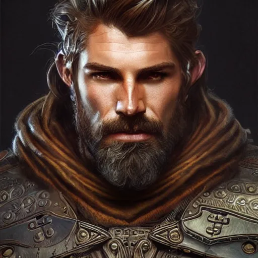 portrait of a ruggedly handsome paladin, muscular, | Stable Diffusion