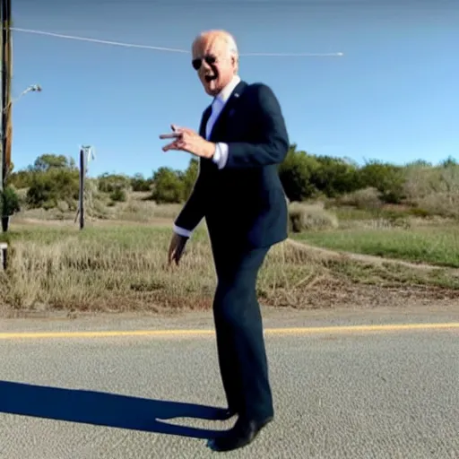 Prompt: dashcam footage of joe biden doing some crazy dance movements