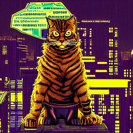 Image similar to Cyberpunk Garfield