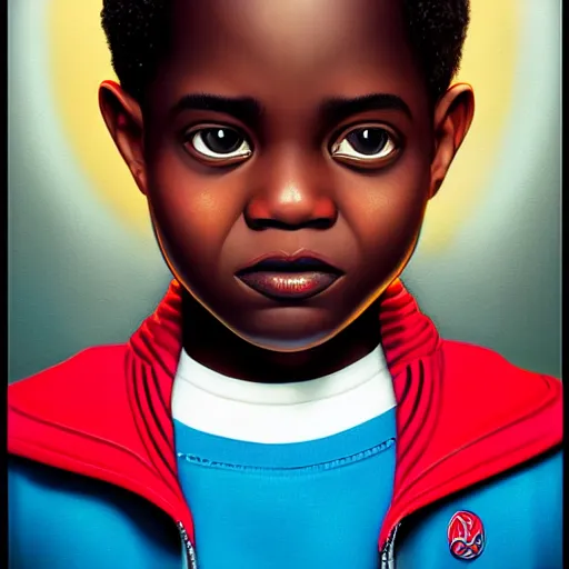 Prompt: Stockholm city portrait, black boy, Pixar style, by Tristan Eaton Stanley Artgerm and Tom Bagshaw.