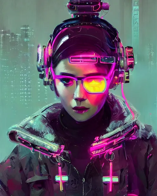 Image similar to detailed portrait Neon Operator Girl, cyberpunk futuristic neon, reflective puffy coat, decorated with traditional Japanese ornaments by Ismail inceoglu dragan bibin hans thoma greg rutkowski Alexandros Pyromallis Nekro Rene Maritte Illustrated, Perfect face, fine details, realistic shaded, fine-face, pretty face