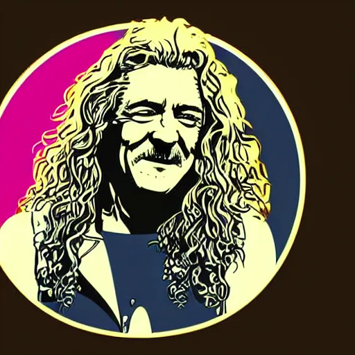 Image similar to robert plant from led zepelin singing, sticker - art, svg vector, adobe - illustrator