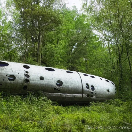 Prompt: abandoned spaceship overgrown