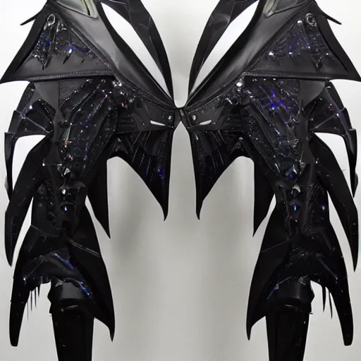 Prompt: pair of crystaline mechanical cybernetic bat - wings