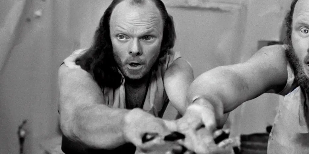 Prompt: a film still of Bill burr in i dream of jeanie, high quality