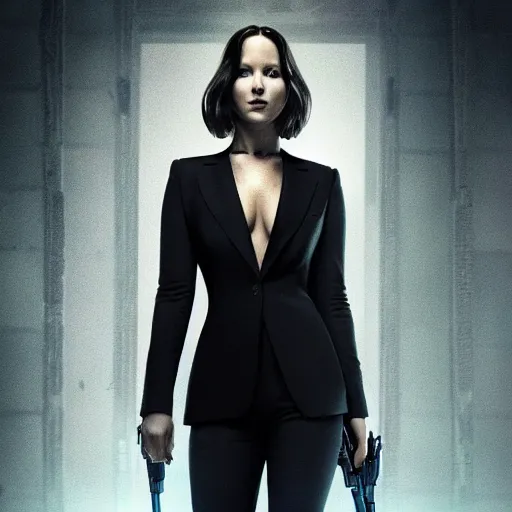 Prompt: Promo photo of Jennifer Lawrence as Jane Wick in 2029 spinoff of John Wick