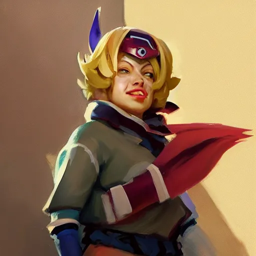 Image similar to greg manchess portrait painting of himiko toga as overwatch character, medium shot, asymmetrical, profile picture, organic painting, sunny day, matte painting, bold shapes, hard edges, street art, trending on artstation, by huang guangjian and gil elvgren and sachin teng