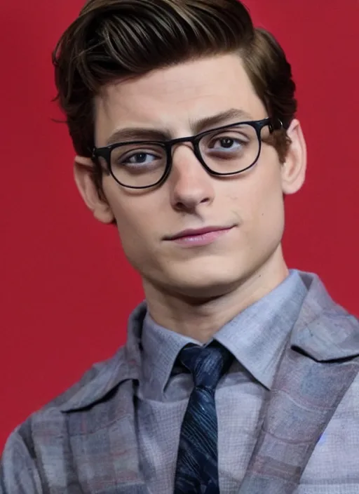 Image similar to very handsome peter parker looking at the camera with his spider suit removed to his waist