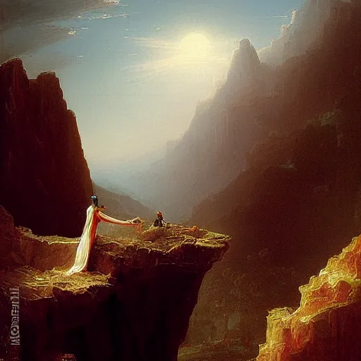 Image similar to a robot standing on the ledge by thomas cole