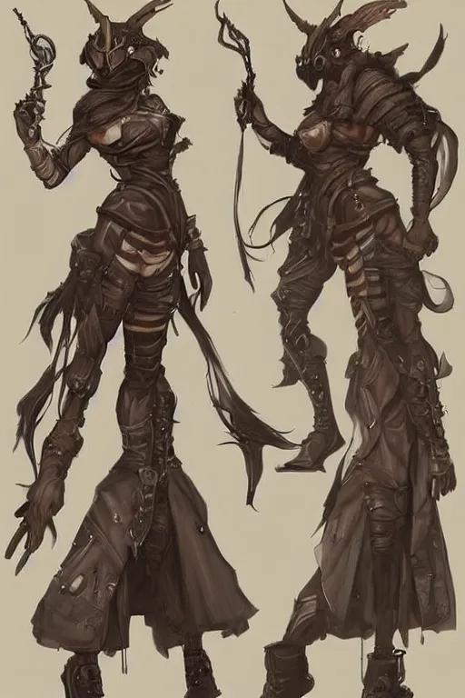 Prompt: Concept art of a dieselpunk daemonette. Etheral. Beautiful.