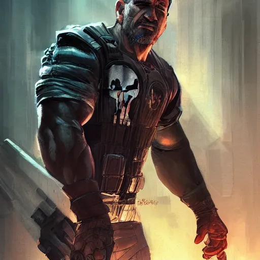 Image similar to Punisher from MC, by Stanley Artgerm Lau, WLOP, Rossdraws, James Jean, Andrei Riabovitchev, Marc Simonetti, Yoshitaka Amano, ArtStation, CGSociety,