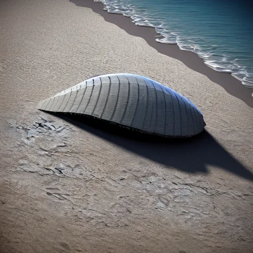 Image similar to ! dream 8 k hd detailed octane render of an alien spaceship crashed on a beach