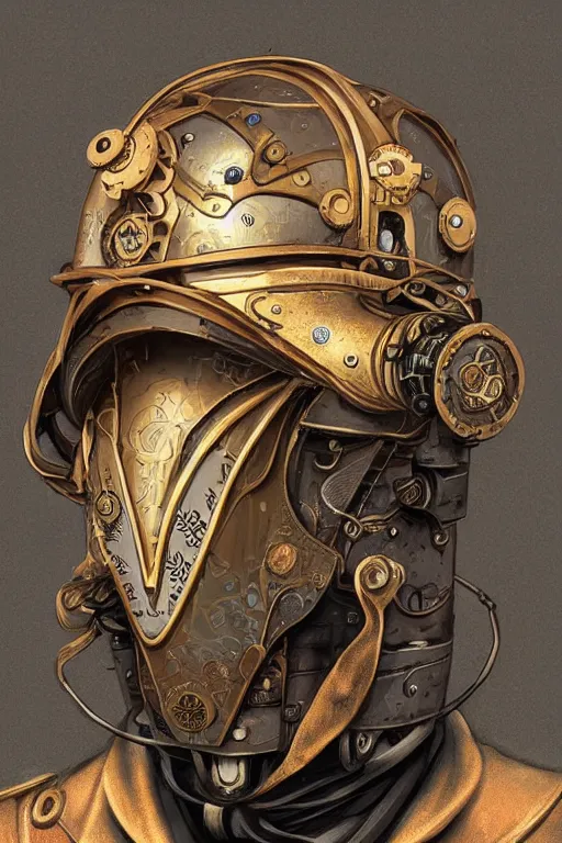 Prompt: steampunk helmet fantasy art mask robot ninja stylized digital illustration highly detailed, sharp focus, elegant intricate digital painting artstation concept art by mark brooks and brad kunkle detailed hardmesh zbrushcentral global illumination ray tracing advanced technology