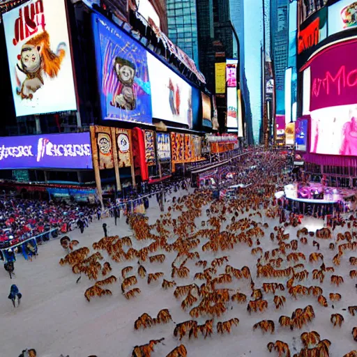 Prompt: thousands of monkeys in time square