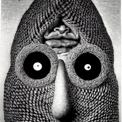 Image similar to portrait photo of a wool sock with giant eyes, face made from bright dreams, extremely high details, realistic, by MC Escher and Rene Margitte and Giuseppe Arcimboldo