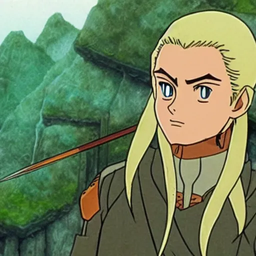 Image similar to legolas from the anime lord of the rings (1986), studio ghibli, very detailed, realistic, hayao miyazaki, kentaro miura, satoshi kon