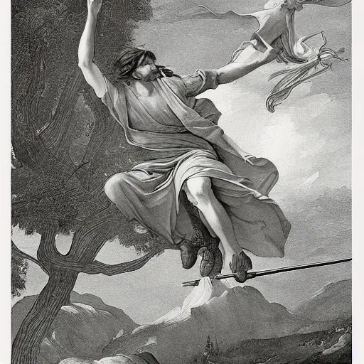 Image similar to a beautiful painting of harry potter flying on a broom by Philipp Otto Runge, masterpiece, Extremely detailed