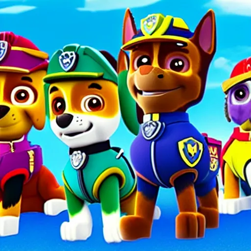 Prompt: paw patrol being evil villains