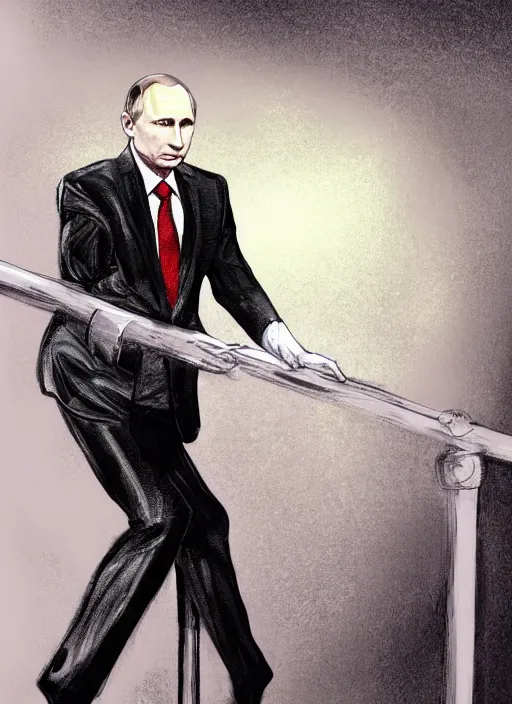 Image similar to vladimir putin, wearing in stocking, mesh shirt, in a strip club, dancing on a pole, elegant, digital painting, concept art, smooth, sharp focus, finely detailed illustration, beautifully framed
