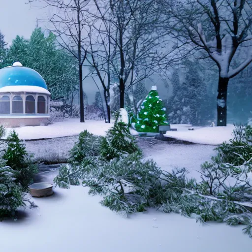 Image similar to a zoo inside a snow globe, octane render, unreal engine 5, animals, trees, white background, realistic, photo realism