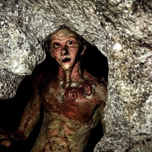 Image similar to cave creatures, horror, realistic, found footage,