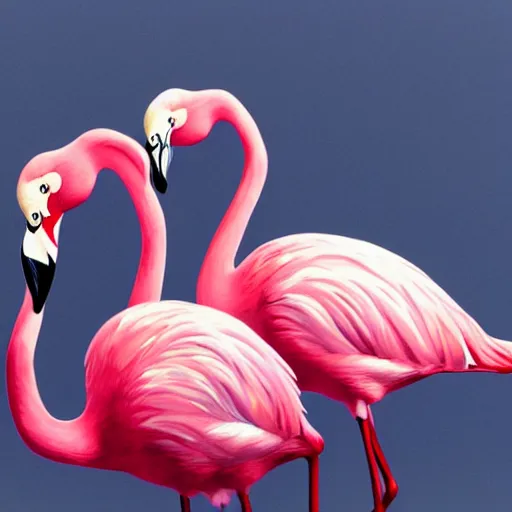 Prompt: A painting filled with flamingos edge to edge. No background, beautiful feather, soft pinks and hard contrasting black beaks. insane detail, photorealistic, cinema4D, extremely high aperture.