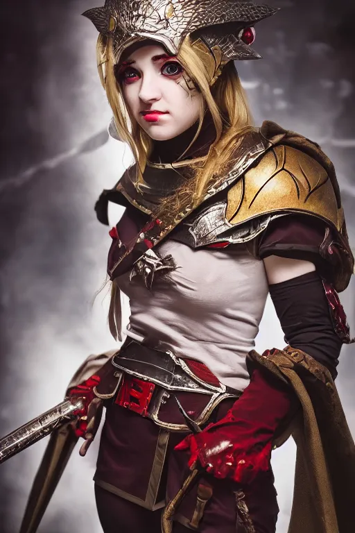 Prompt: a female DND hexblood, high resolution film still, 8k, HDR colors, cosplay, studio lighting