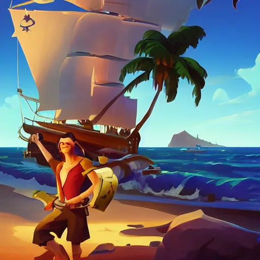 Image similar to painting treasure on sea of thieves game smooth median photoshop filter cutout vector, behance hd by jesper ejsing, by rhads, makoto shinkai and lois van baarle, ilya kuvshinov, rossdraws global illumination