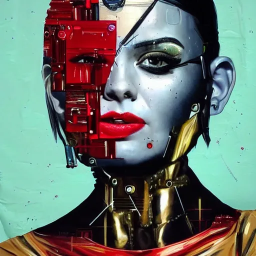 Image similar to portrait of female android, by sandra chevrier