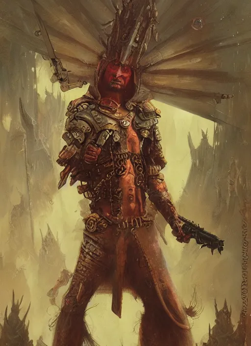 Prompt: medieval tribal warrior ultra realistic, blade runner, peter mohrbacher, wayne barlowe, boris vallejo, aaron horkey, gaston bussiere saturated colors