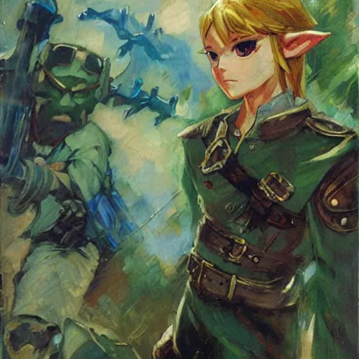 Image similar to legend of zelda by michael garmash, katsuhiro otomo, vincent di fate, rule of thirds, seductive look, beautiful