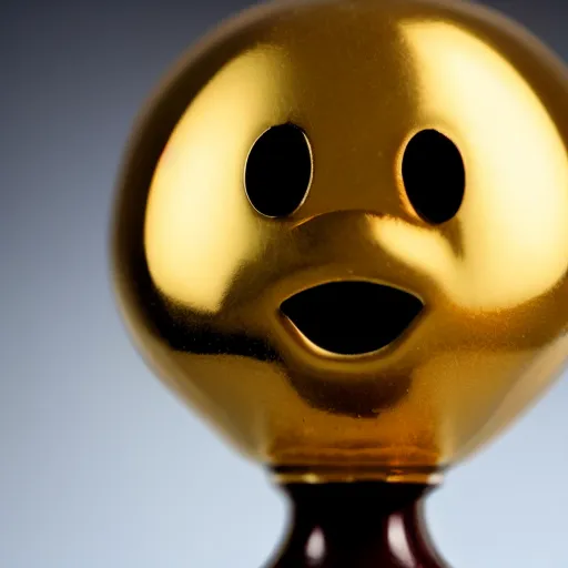 Image similar to golden emogi poop trophy macro