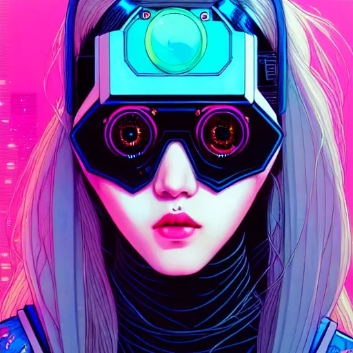 Image similar to portrait painting of a cyberpunk olivia hye from loona, sharp focus, award - winning, trending on artstation, masterpiece, highly detailed, intricate. art by josan gonzales and moebius and deathburger