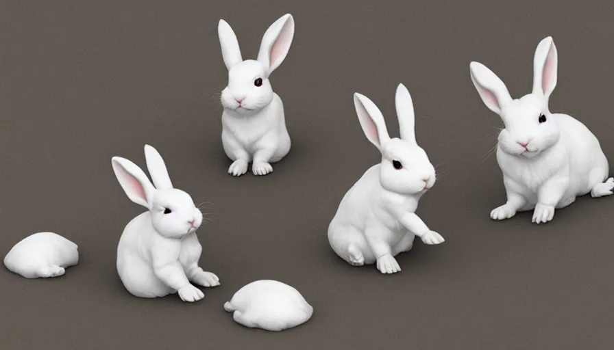 Prompt: Cute smiling small white rabbits, hyperdetailed, artstation, cgsociety, 8k