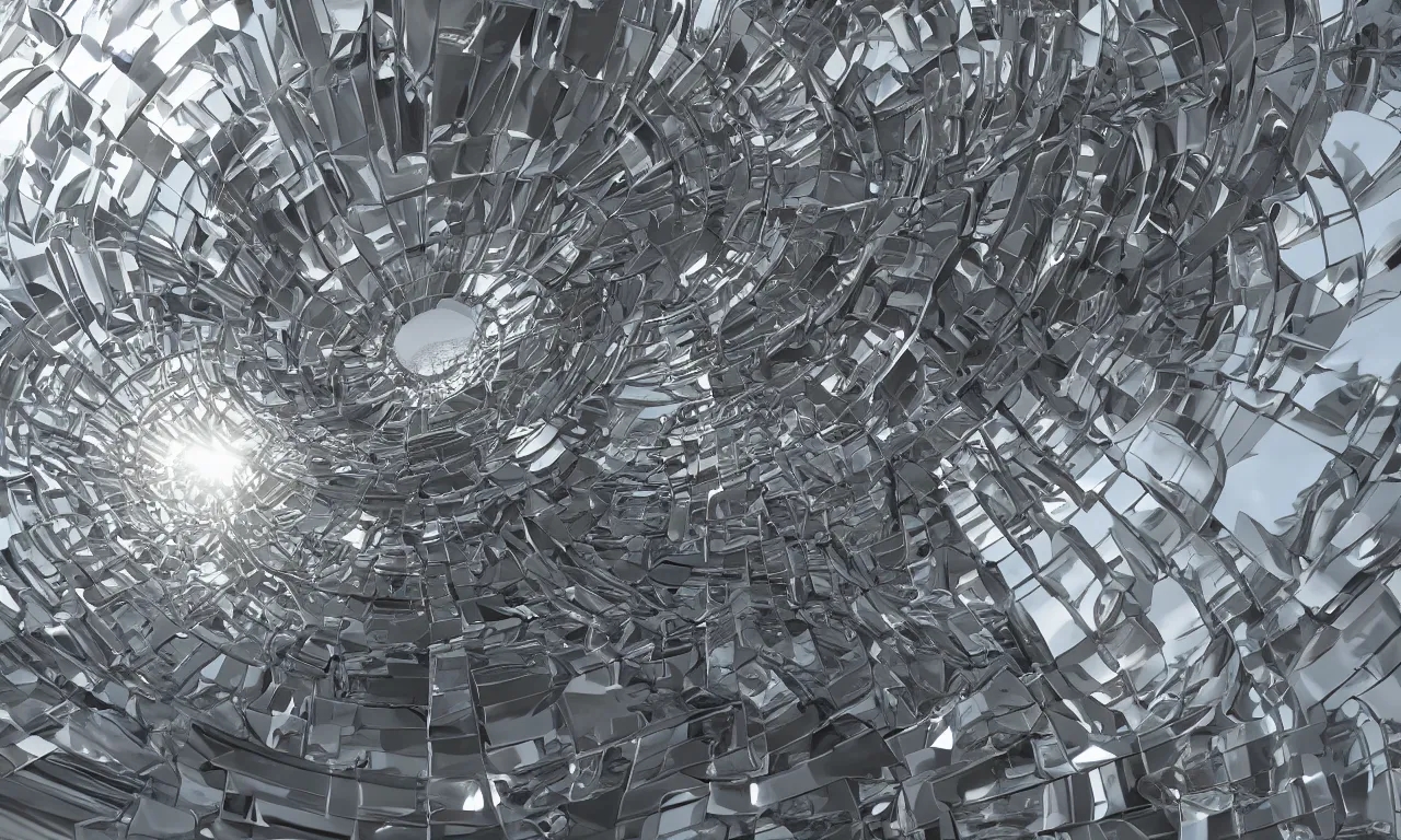 Image similar to infinite stairs reflected in chrome spheres, 3d render, Sunlight Study, Art Nouveau, 8k, extreme detail, sharp focus, octane render