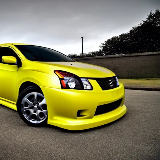 Image similar to a matte yellow 2 0 0 9 nissan sentra