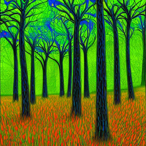 Image similar to mushroom forest, alex gray, digital art, impressionist