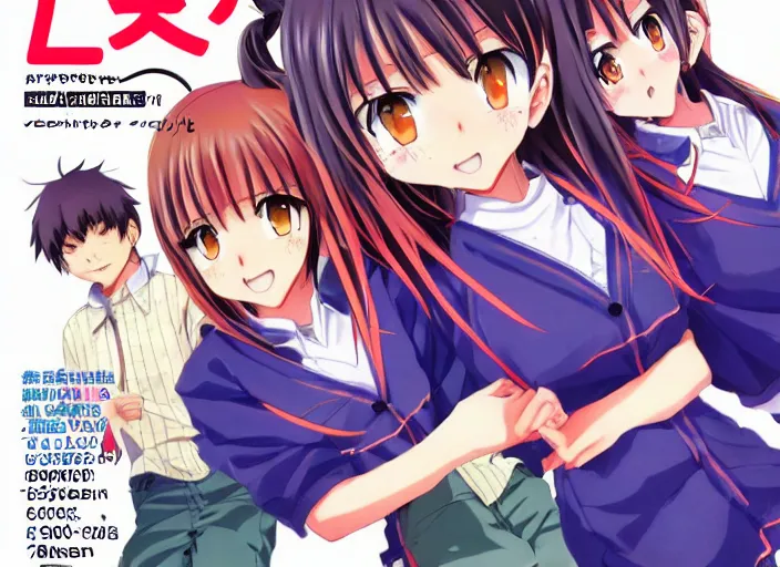 Image similar to ; weekly shonen jump issue 1 4, cover, 2 0 0 0 clannad shuffle toheart event'anime illustration japanese very very beautiful cute girls doing cute things trending on artstation pixiv makoto shinkai smiling super detailed eyes eyebrowless symmetry face visual novel hairpin star