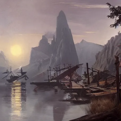 Prompt: world of dishonored, beautiful extremely detailed landscape oil on canvas in the style of 1 9 th century hudson river school of art