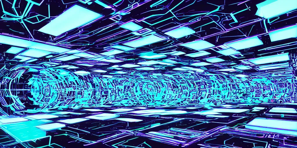 Image similar to the view inside a digital tron like bittorrent digital world, by random artist