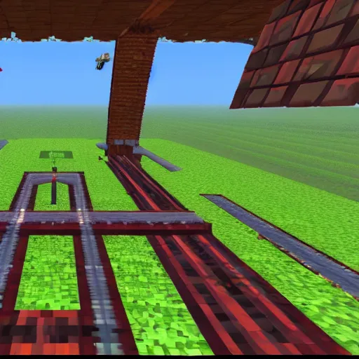Image similar to endless flying minecart tracks