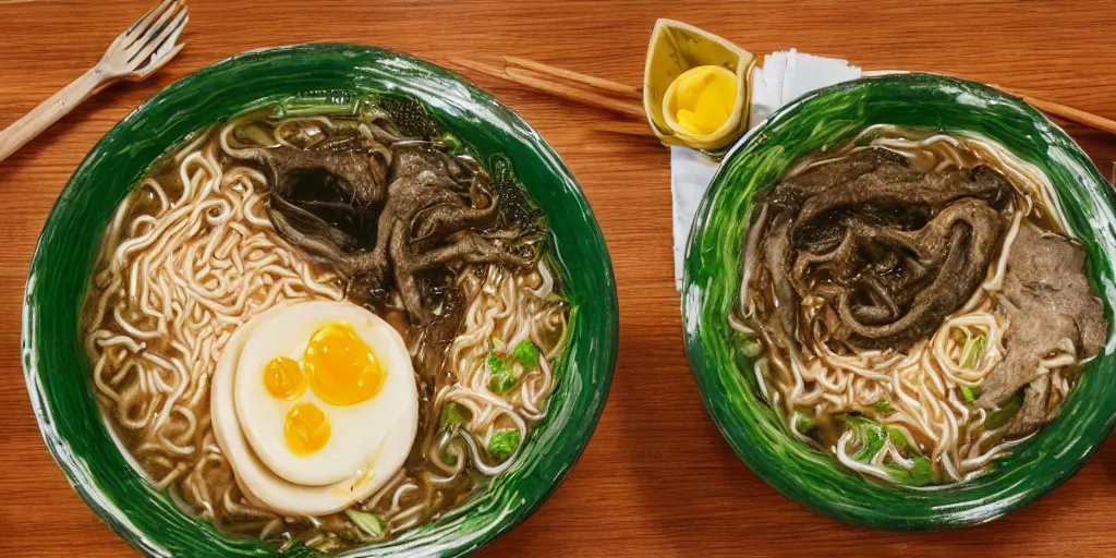 Image similar to Cthulhu eating ramen 8k