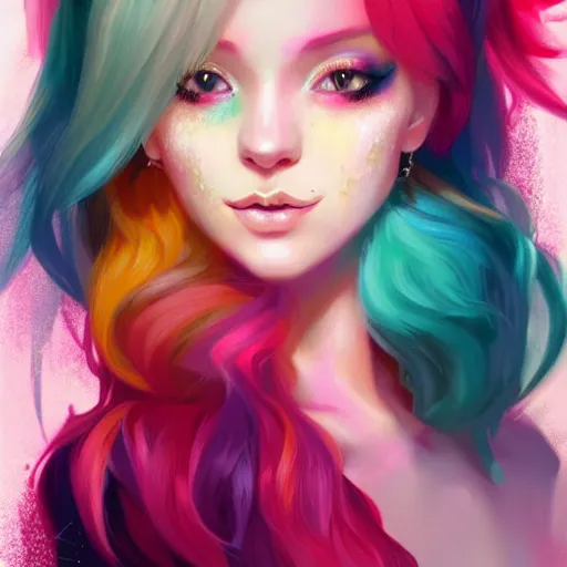 Image similar to colorful and festive cat with pink hair,. rich vivid colors, ambient lighting, dynamic lighting, 4 k, atmospheric lighting, painted, intricate, highly detailed by charlie bowater